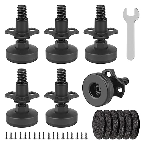 3/8''-16 Thread Adjustable Leveling Feet Furniture Levelers, Heavy Duty Leg Levelers Furniture Legs for Table/Cabinet/Chair/Sofa/Workbench-Large Base Supports 1980LBs, 6 Pack - color: 6 Pack