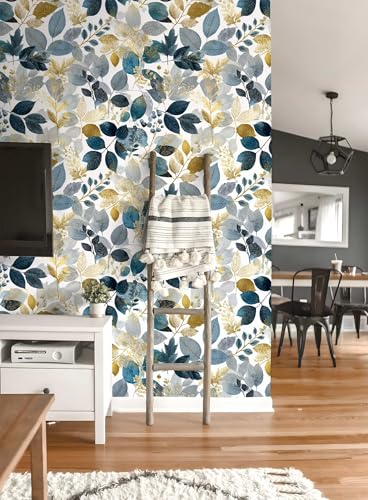 Watercolor Botanical Wallpaper, Eucalyptus Leaf Peel and Stick Wallpaper - color: ML-M104, size: 17.7" x 118"