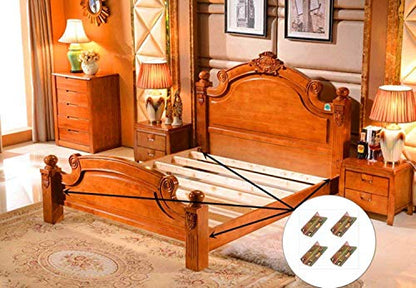 XMHF Bed Rail Brackets Heavy Duty Wood Snap Connectors Fittings No-Mortise Installation Connectors Brass Tone 4 Set