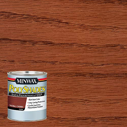 Minwax PolyShades Wood Stain + Polyurethane Finish – Quart, Natural Cherry, Gloss - color: Natural Cherry, size: 1 Quart, style: Gloss