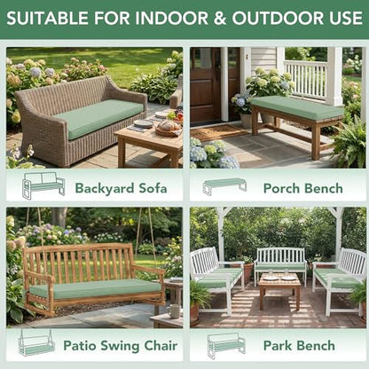 Summsun Outdoor Bench Cushion Pad, 45 x 18 x 3 Inch, Sage Green - color: Sage Green, size: 45x18x3 Inch