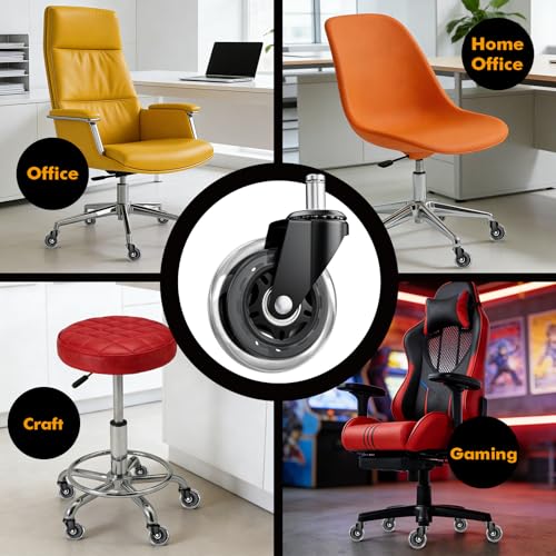 3" Office Chair Wheels 5-Pack Heavy Duty - color: Clear