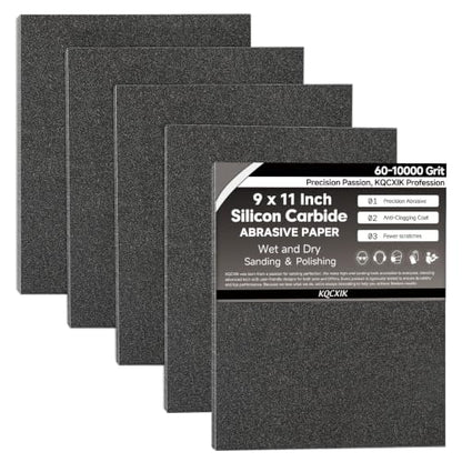 12-Sheet Premium 60 Grit Wet Dry Sandpaper, 9 x 11 Inch - style: 60Grit