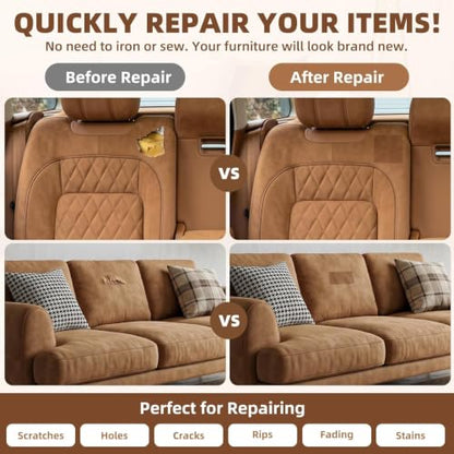 Fabric Repair Patch, Self Adhesive Couch Tape for Cloth Furniture - color: Suede Brown, size: 3.5X79 Inch