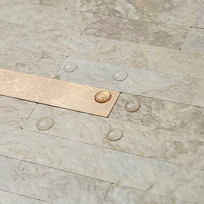 AULIGET 20 Sheets Faux Stone Peel and Stick Backsplash, Beige Marble Look PVC Wall Tiles Stick on Backsplash for Kitchen - color: Stone Beige + Metal Copper, size: 20 Sheets, 6"x12"x0.12"
