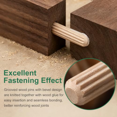 150Pcs Wood Dowels Kit 1/4 x 1-3/16 inch, Wooden Dowel Pins, Fluted Wood Dowels Rods for Crafts, Furniture, DIY Manual - size: 1/4" x 1-3/16"