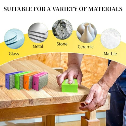 Diamond Hand Polishing Pads, 4PCS Diamond Sanding Pads 60/100/200/400 Grit - color: Multicolored