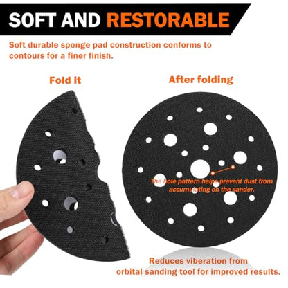 4 Pack Interface Pads, 6 inch 25 Holes Hook & Loop Soft Sponge Cushion Buffer Backing Pad, polishing pad for Automotive Woodworking Polishing