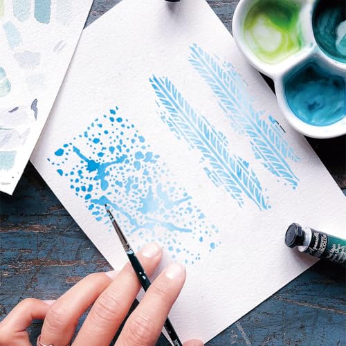 12 Pcs Painting Stencils, Reusable Craft Templates Feathers Abstract Stencil for Wall Decor, Fabric, Wood, Canvas - style: Abstract
