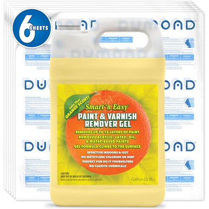 Smart 'n Easy Citrus Paint Remover Discount Bundle - DIY Paint Removal Made Easy - Includes 1 Gallon of Citrus Paint & Varnish Remover Gel & 6 Sheets Dumond Laminated Paper