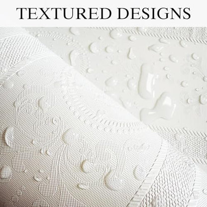 JiffDiff White 3D Embossed Textured Peel Stick Wallpaper 17.3"x800" - color: White, size: 17.3" x 800"