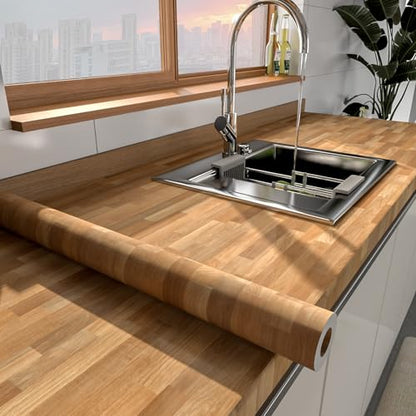 MelunMer Wood Peel and Stick Wallpaper Wood Plank Contact Paper 15.7”×78.7” - color: Brown, size: 15.7" x 78.7"