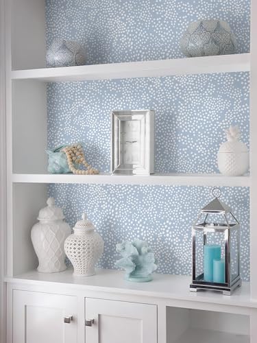 Safiyya 17.3" x 197" Peel and Stick Wallpaper Blue and White Contact Paper Polka Dots Wall Paper Modern Boho Removable Self Adhesive Wallpaper Vinyl Rolls - color: Blue, size: 17.3" x 197"