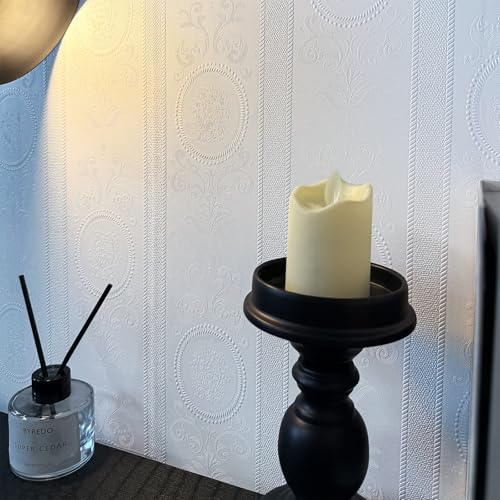 JiffDiff White 3D Embossed Textured Peel Stick Wallpaper 17.3"x120" - color: White, size: 17.3" x 120"