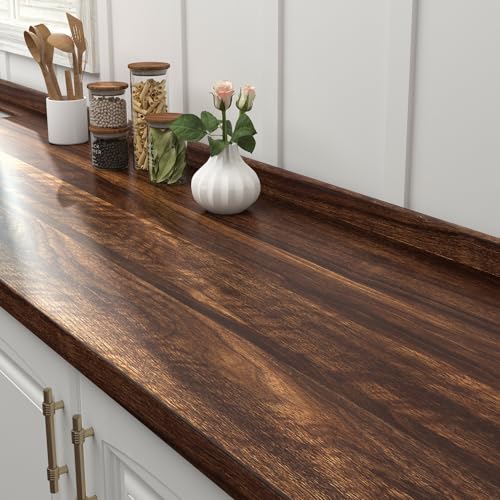 FunStick 16"x240" Brown Walnut Wood Contact Paper Peel and Stick Countertops Wood Grain Contact Paper for Cabinets Removable Wood Wallpaper for Desk Countertop Contact Paper Waterproof Wood Vinyl Wrap - color: Brown, size: 15.8" x 240"