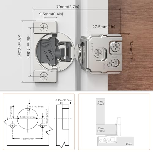 Chibery 60 Pack 1-1/2” Overlay 4D Soft Close Cabinet Hinges, Concealed Face Frame, Adjustable Closing Speed, 105° Opening Smooth Slow, Hidden Self Closing for Kitchen Corner, Cupboard (with Template) - size: 1-1/2” Overlay