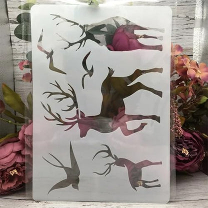 TIAMECH A4 Reusable Elk Reindeer Stencil for Painting - style: Elk Reindeer