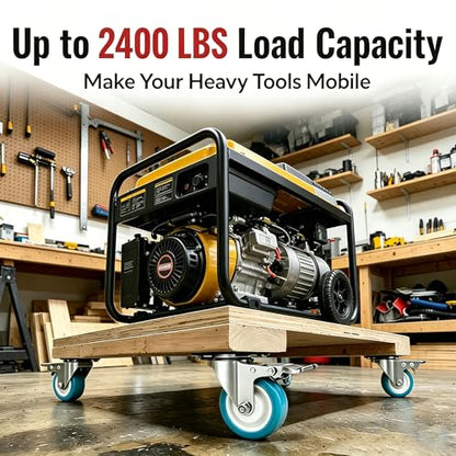 4 Inch Caster Wheels Heavy Duty with Dual-Lock Safety Brake and Rubber Tire Wheels, Heavy Duty - 600 Lbs Per Caster for Workbench, Trolley, Cabinet, TPR Silent Caster 4-Packs with mounting Hardware - size: 4 Inch 4 pack