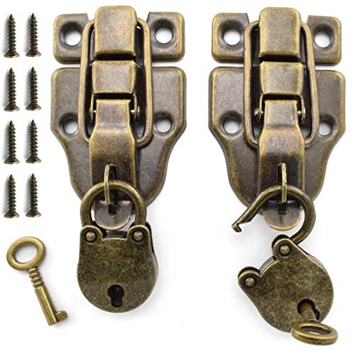 Retro Style Cabinet Duckbilled Toggle Hasp Latch and Antique Padlock Kit