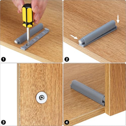 QWORK Push to Open Door Opener with Screws, 20 Sets Soft-Close Door Damper for Kitchen Cabinet Furniture Door