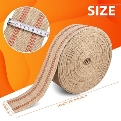YaeCCC Jute Webbing,Upholstery Webbing for Chair,3.5"x33Yd Upholstery Strap - color: red, size: 3.5" x 33 Yd