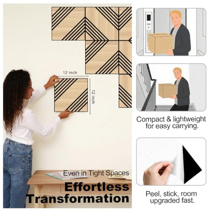 Mollywell Acoustic Wall Panels, Natural Oak, 16 Pack, 12x12 in - color: B _ Natural Oak, Double Twill