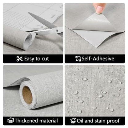 wishFIRE Grasscloth Peel and Stick Wallpaper 15.7"X200" Beige Contact Paper - color: Beige, size: 15.7" x 200"