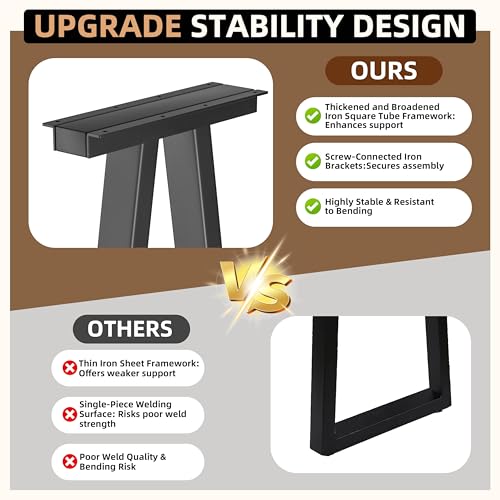 28 Inch Metal Table Desk Legs Trapezoid, Heavy Duty Industrial Steel Dinning Table Leg, Kitchen Table Base, Workstation, Adjustable Feet Included (Black) - color: Trapezoid, size: 28 IN