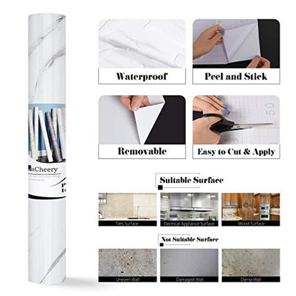 LACHEERY Marble Contact Paper 36 Inch Wide for Countertops Waterproof Grey White Marble Peel and Stick Wallpaper Removable Self Adhesive Wall Paper Roll for Kitchen Bathroom Backsplash 36" x 317" - size: 36" x 317"