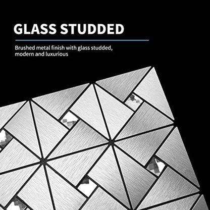 Art3d Peel & Stick Backsplash， Metal Mosaic Tiles, 10 pcs, Silver Windmil - color: Silver, size: 12x12 Inch