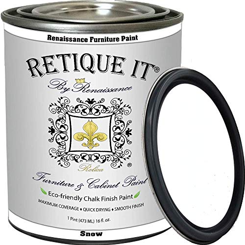 Renaissance Chalk Finish Paint - Snow 1 Pint (16oz) - Chalk Furniture & Cabinet Paint - Non Toxic, Eco-Friendly, Superior Coverage, Snow 01 - color: 01 Snow - Pure White, size: 16 Fl Oz (Pack of 1)