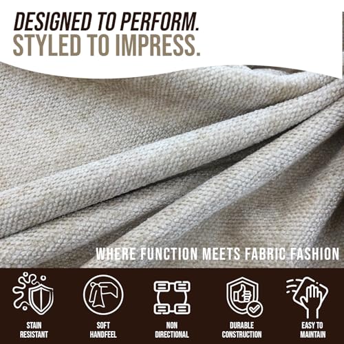 Kinsley Fabrics Whisper Coconut Husk 5 Yards - Water Cleanable Stain Resistant, 100% Polyester, Alta Finish, 55" Width, Non-Directional, Jacquard Weave, Durable Upholstery Fabric - color: Coconut Husk, size: 5 yards