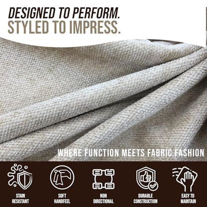 Kinsley Fabrics Whisper Coconut Husk 5 Yards - Water Cleanable Stain Resistant, 100% Polyester, Alta Finish, 55" Width, Non-Directional, Jacquard Weave, Durable Upholstery Fabric - color: Coconut Husk, size: 5 yards