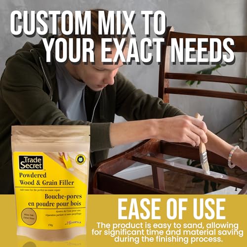 Trade Secret Wood Filler Powder, White Oak Tintable Grain Repair, 150 g - color: White Oak