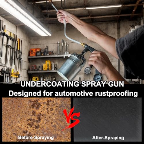 Undercoating Spray Gun with 1000ml Suction Feed Cup,Straight & 360° Spray Hose,No Area is Left Untouched, for Truck Bed Liner Coating, Rubberized Undercoat, Rust Proofing
