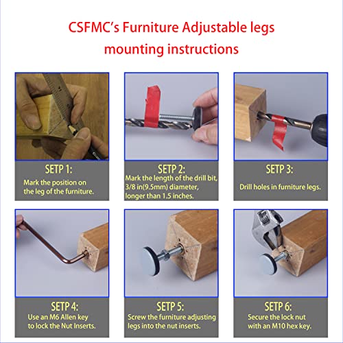 Furniture Leveler PTFE(Teflon) Bottom(28mm Base),Threaded Shank(1/4-20) Adjust Pads,Table/Chair/Cabinet/Sofa Medium Adjustable Legs Leveling,Nuts Installation and Floor Protection(8 Pack) - size: 28mm Base 1/4-20 x 1.5", 8 Pack