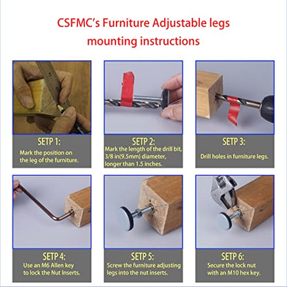 Furniture Leveler PTFE(Teflon) Bottom(28mm Base),Threaded Shank(1/4-20) Adjust Pads,Table/Chair/Cabinet/Sofa Medium Adjustable Legs Leveling,Nuts Installation and Floor Protection(8 Pack) - size: 28mm Base 1/4-20 x 1.5", 8 Pack
