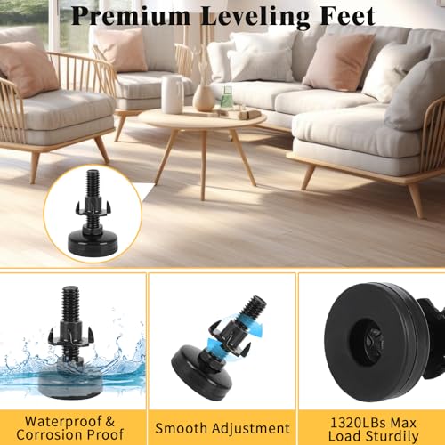 40 Pcs Adjustable Leveling Feet with T-Nut Kit, 3/8”-16 Thread Furniture Levelers - size: 40 Pcs