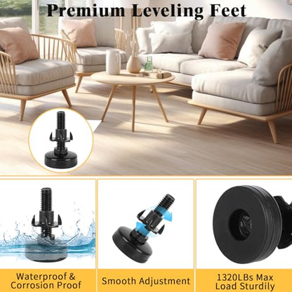 40 Pcs Adjustable Leveling Feet with T-Nut Kit, 3/8”-16 Thread Furniture Levelers - size: 40 Pcs
