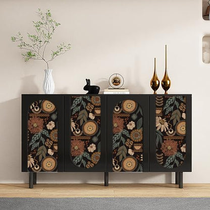 Boho Peel and stick Wallpaper Removable Sun Flroal Vintage Contact Paper - size: 17.4" x 393"