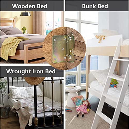 Bed Rail Brackets Bed Frame Hardware 4 Sets - color: Yellow