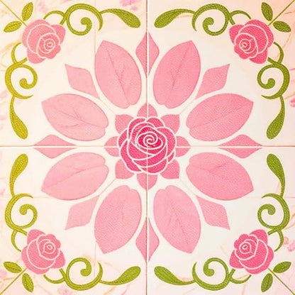 HOMETITUTE Pink Rose Floral Peel Stick Vinyl Floor Tile 12x12 Inch - style: Pink Rose Floral