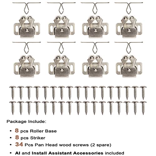 Keenkee Cabinet Latch Double Roller Catch, Nickel, 8 PCS - color: Nickel 8ps