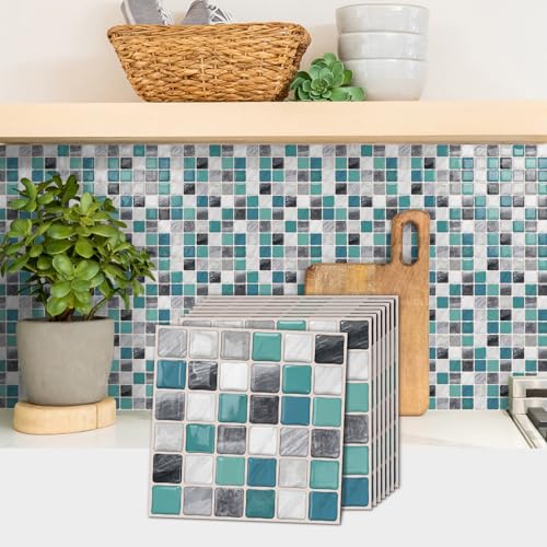 VICCI 3D Kitchen Backsplash Peel and Stick, 20-Pack 6x6 - color: Gray Blue