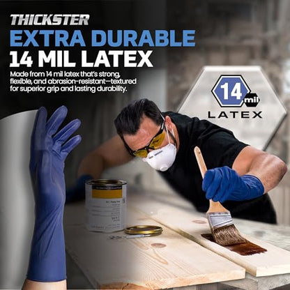 SAS Thickster Powdered Latex Disposable Gloves | 14 Mil - Large | Blue, Box of 50 | 6603 - size: Large