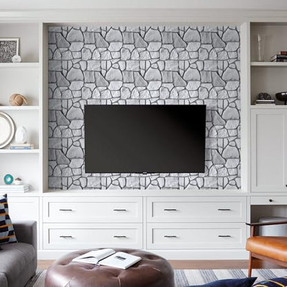 Commomy Faux Stone Peel and Stick 3D Wall Panels 10 Pcs 11.8" x 11.8" - color: ‎Gray Stone-A