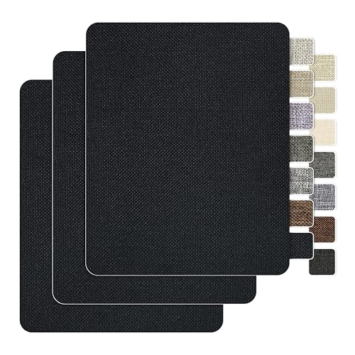 BESEZX Linen Fabric Repair Patch Upholstery Patch 3 PCS 9 * 11 Inch - color: Black1.0, size: 9*11 inch