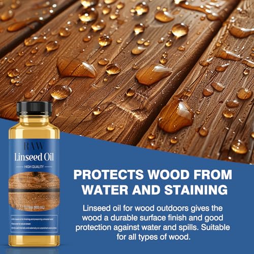 Raw Linseed Oil for Wood Protection - Refreshes Wood Naturally - 7.1 oz - color: Yellow