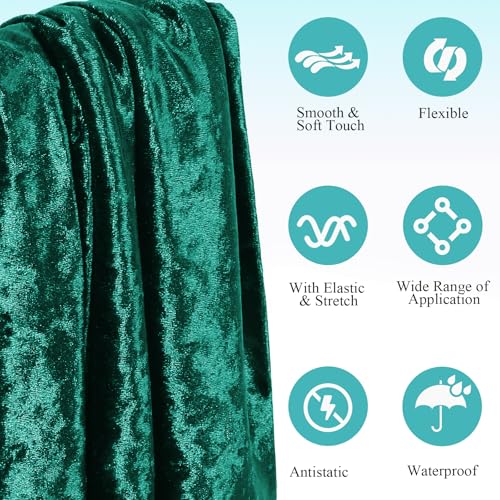 2 Yard 63" Wide Dark Green Stretch Crushed Velvet Fabric - color: Dark Green, size: 2 Yards