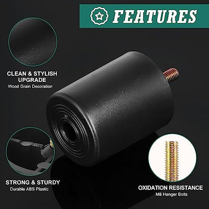 4pcs Plastic Furniture Legs 2.4" with T-Nuts, M8-1.25 Thread Bolt - size: 2-3/8 Inch, M8-1.25 Metric Thread Bolts